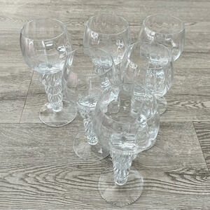 Krosno Poland Optic Crystal Wine Goblets Set of Six